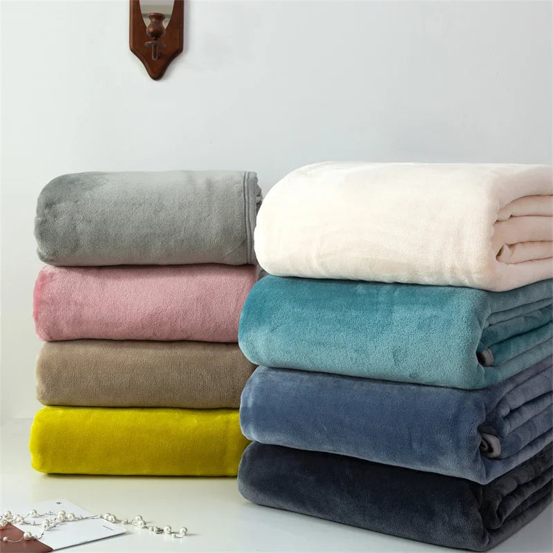 Luxury Solid Color Weighted Blanket,360 GSM Coral Fleece