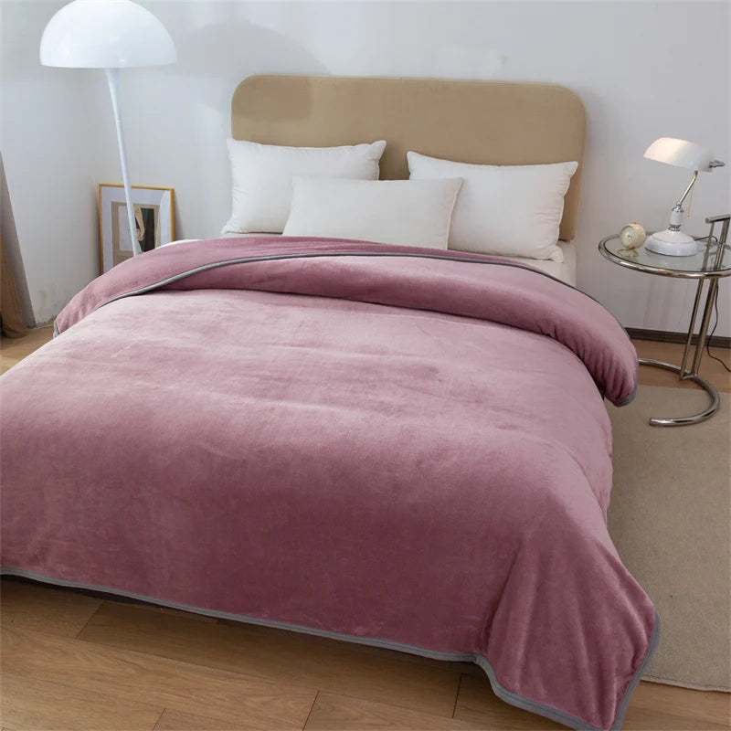 Luxury Solid Color Weighted Blanket,360 GSM Coral Fleece