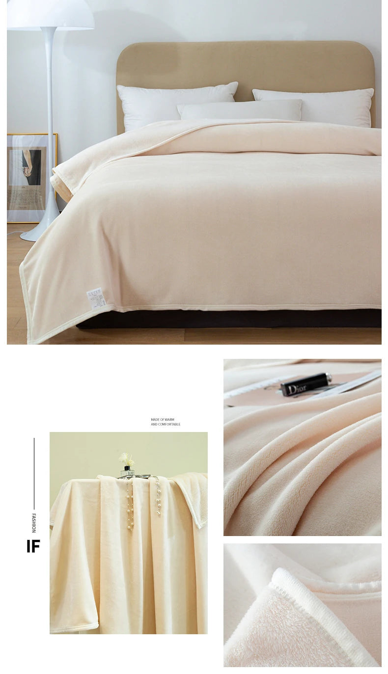 Luxury Solid Color Weighted Blanket,360 GSM Coral Fleece