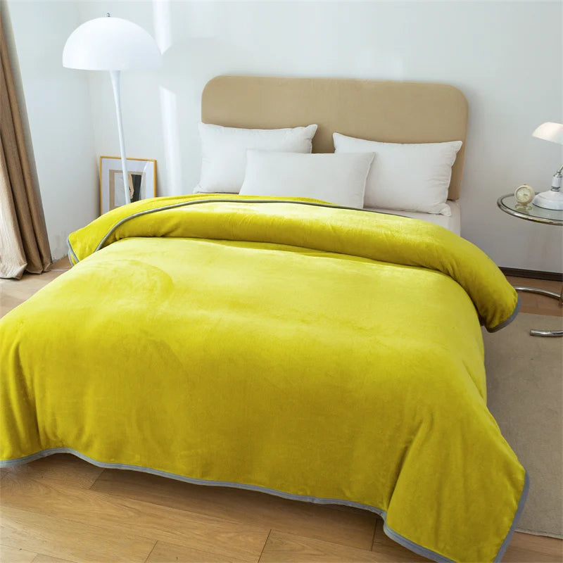 Luxury Solid Color Weighted Blanket,360 GSM Coral Fleece