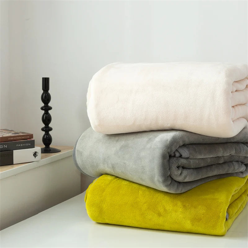 Luxury Solid Color Weighted Blanket,360 GSM Coral Fleece