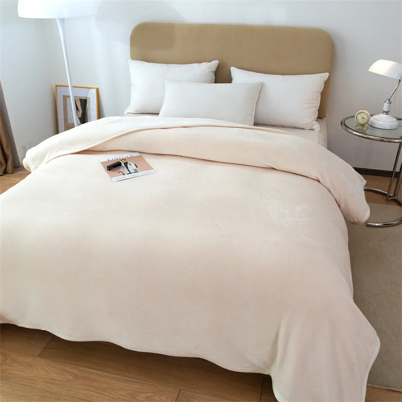 Luxury Solid Color Weighted Blanket,360 GSM Coral Fleece