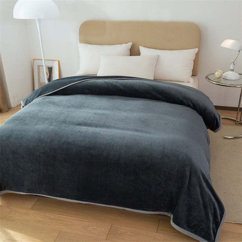 Luxury Solid Color Weighted Blanket,360 GSM Coral Fleece