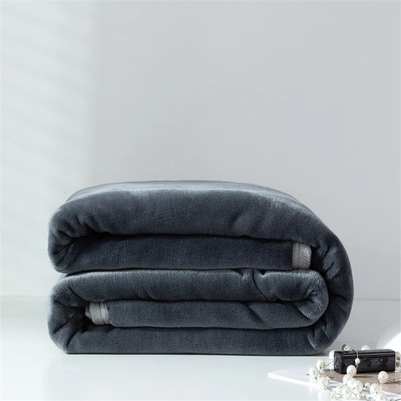 Luxury Solid Color Weighted Blanket,360 GSM Coral Fleece