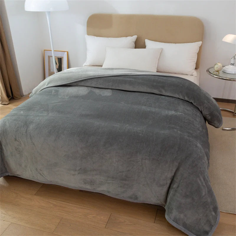 Luxury Solid Color Weighted Blanket,360 GSM Coral Fleece