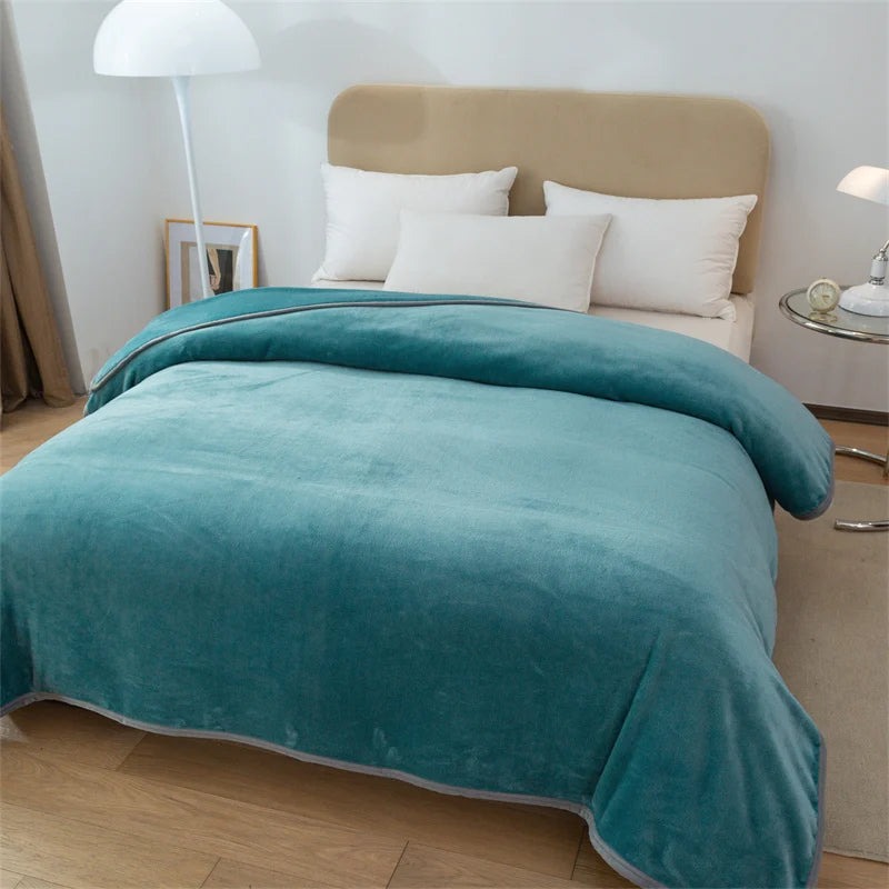 Luxury Solid Color Weighted Blanket,360 GSM Coral Fleece