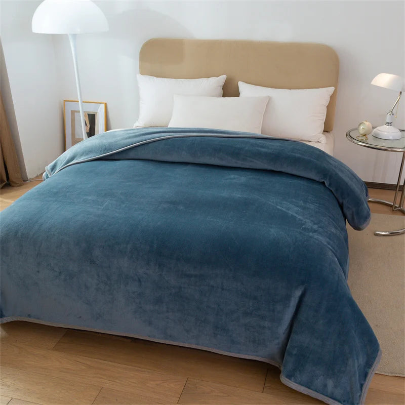 Luxury Solid Color Weighted Blanket,360 GSM Coral Fleece