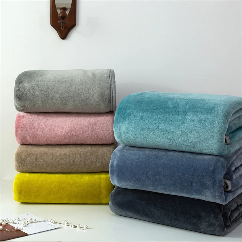 Luxury Solid Color Weighted Blanket,360 GSM Coral Fleece