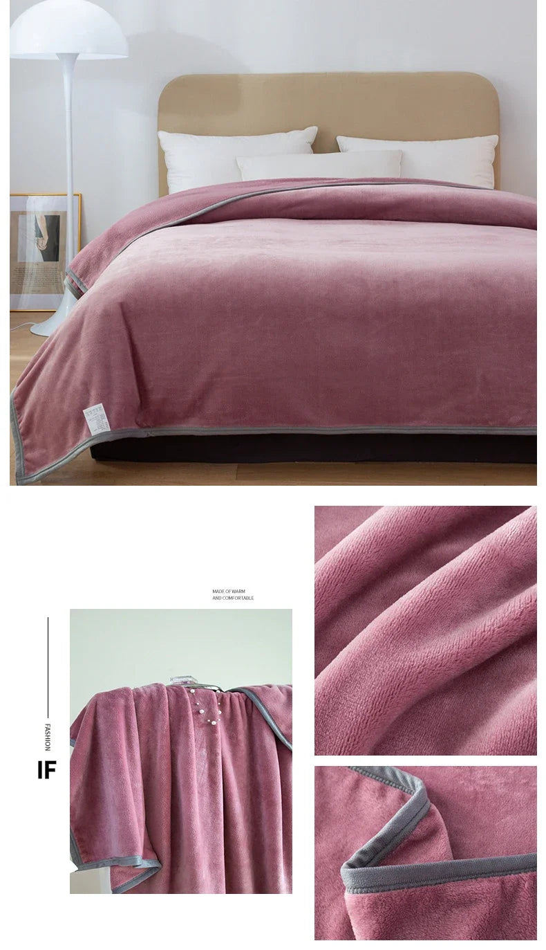 Luxury Solid Color Weighted Blanket,360 GSM Coral Fleece